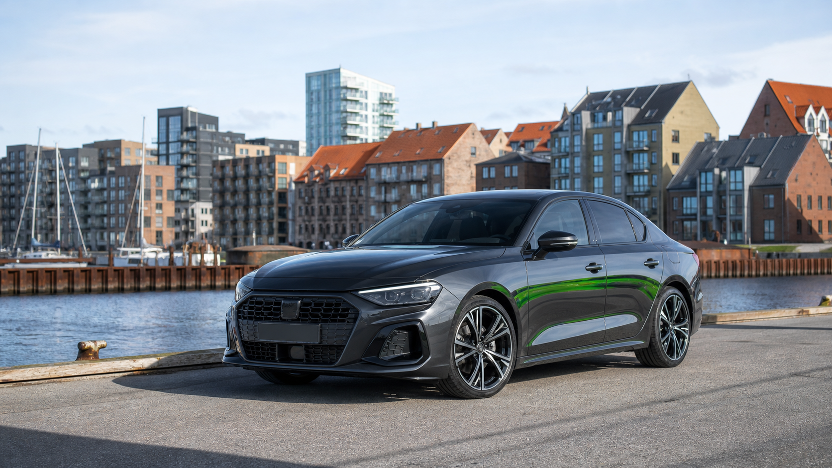 Car by a Danish waterfront